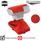 RED SUEDE AUTO GEAR GAITER AND TOP KNOB COVER + FRAMES FOR AUDI A7 18-22