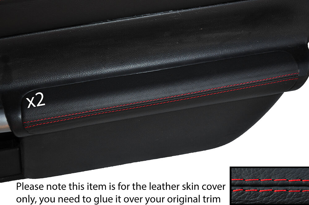 RED STICH 2X DOOR ARMREST LEATHER SKIN COVERS FITS TOYOTA MR2 MK3 2000-2007