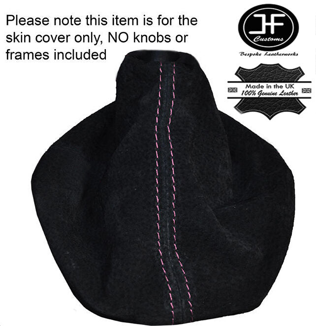 PINK STITCHING SUEDE GEAR GAITER FITS VOLKSWAGEN VW GOLF MK4 BORA 1998-2005