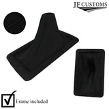 BLACK DOUBLE STITCH SUEDE GEAR GAITER + PLASTIC FRAME FOR FORD MUSTANG 05-09