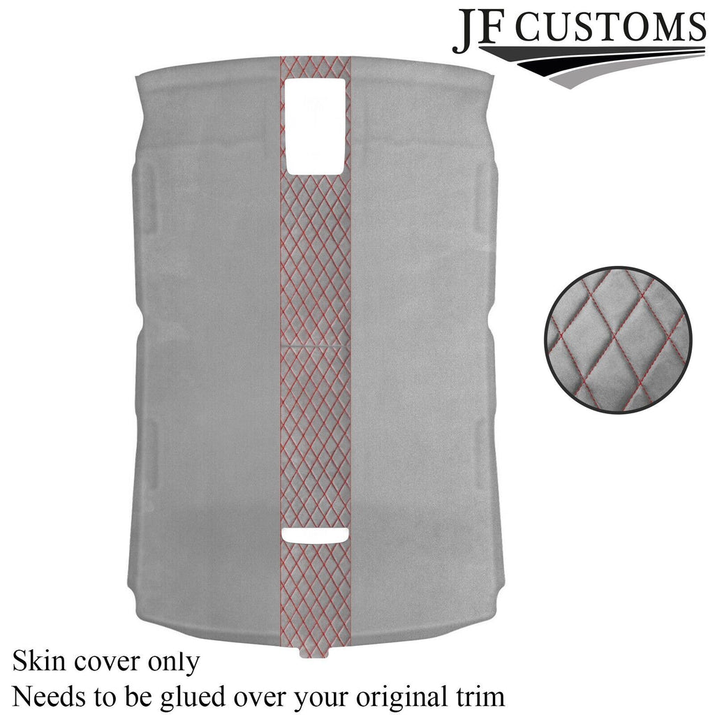 DSG2 RED STITCH L GREY LUXE SUEDE HEADLINER COVER FOR AUDI A4 B7 04-09 SALOON