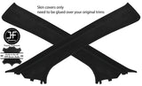BLACK STITCH 2X A POST PILLAR REAL SUEDE COVERS FITS HONDA CRV 2006-2012