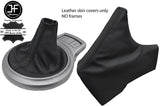 BLACK & BLACK STRIPE REAL LEATHER GAITER SET FOR TOYOTA GT86 SUBARU BRZ 12-17