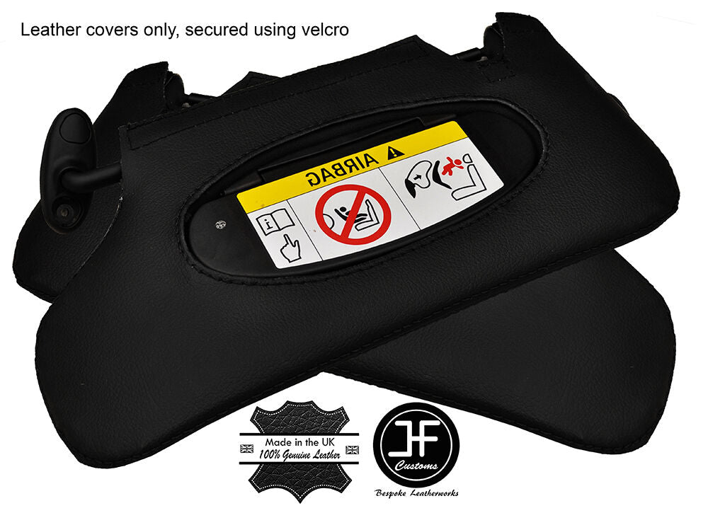 BLACK STITCH 2X SUN VISOR LEATHER COVERS FITS MINI COUNTRYMAN R60 2010-2016