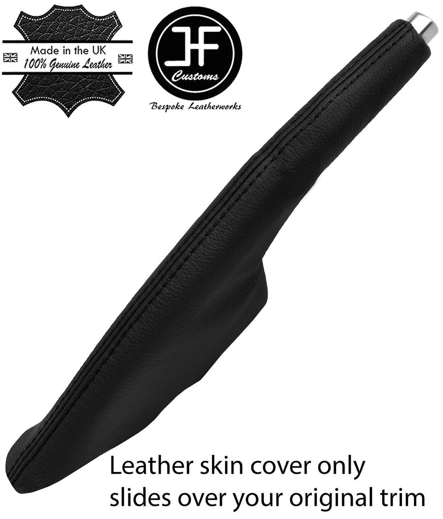 BLACK STITCHING REAL LEATHER HANDBRAKE GAITER FITS VW POLO 2014-2017 CUSTOM NEW