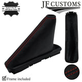 D RED STITCH LEATHER HANDBRAKE GAITER + PLASTIC FRAME FOR CHEVROLET AVEO 02-05