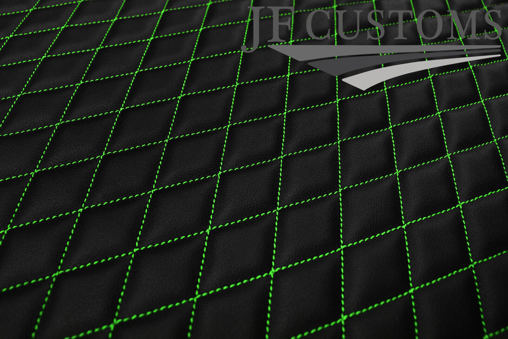 L GREEN DIAMOND STITCH QUILTED LEATHER PADDED PANEL LUXURY PREMIUM 125CM X 85CM