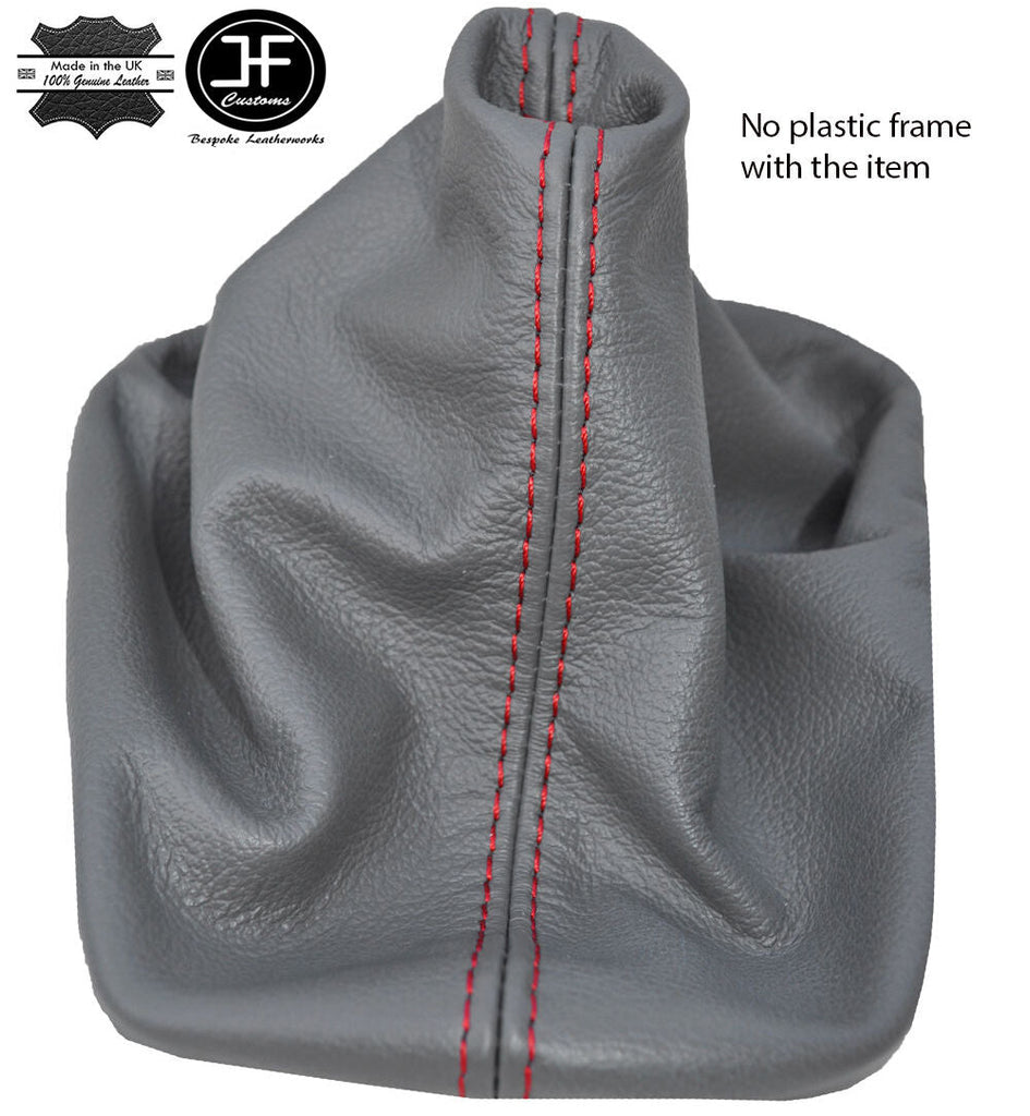 RED STITCH MANUAL GREY LEATHER GEAR LEVER GAITER FOR VW NEW BEETLE 1998-2011