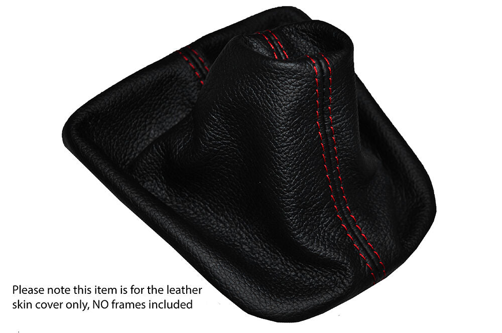 RED STITCH LEATHER MANUAL GEAR GAITER FITS VW UP SKODA CITIGO 2011-2015