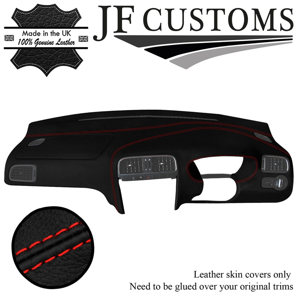 RED STITCH ITALIAN LEATHER DASH DASHBOARD COVER FITS VW POLO 6R 2009-2014