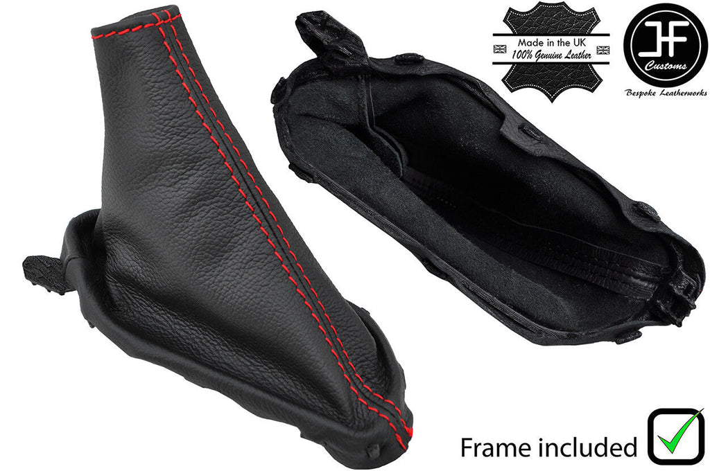 RED STITCH LEATHER HANDBRAKE GAITER+PLASTIC FRAME FITS MAZDA MX5 MK4 15-2018