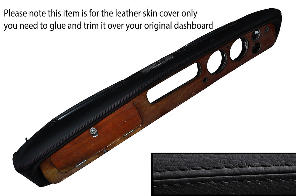 BLACK STITCHING DASH DASHBOARD LEATHER SKIN COVER FITS TRIUMPH VITESSE MK2
