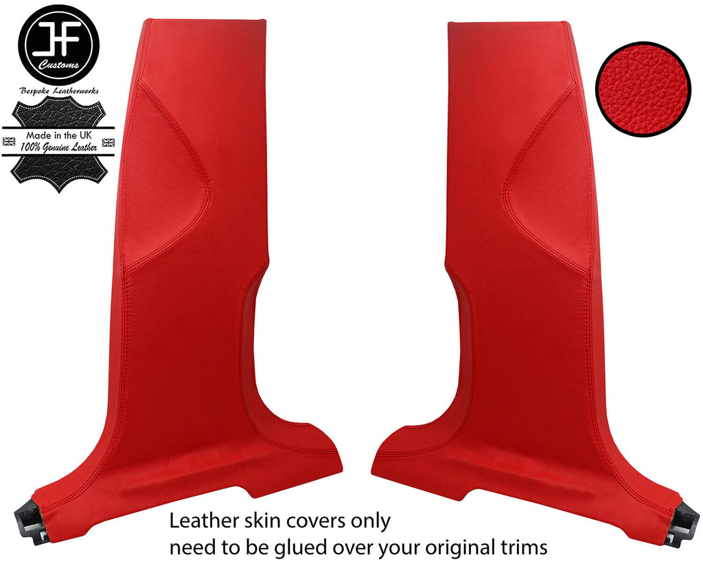 RED REAL TOP GRAIN LEATHER 2X LOWER B PILLAR COVERS FITS AUDI Q5 2008-2015