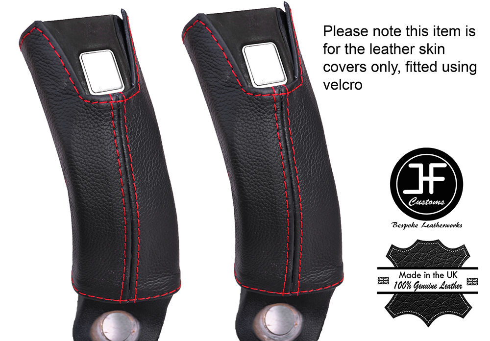 RED STITCHING 2X FRONT SEAT BELT LEATHER COVERS FITS LAND CRUISER FJ40 FJ 40