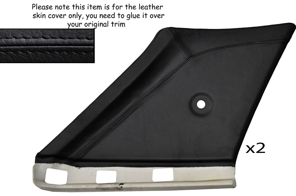 BLACK STITCH 2X REAR C PILLAR LEATHER COVERS FITS VW GOLF MK2 JETTA 83-92 5DR