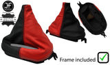 BLACK & RED  2 TONE LEATHER AUTOMATIC GEAR+PLASTIC FRAME FOR CORVETTE C5 97-04