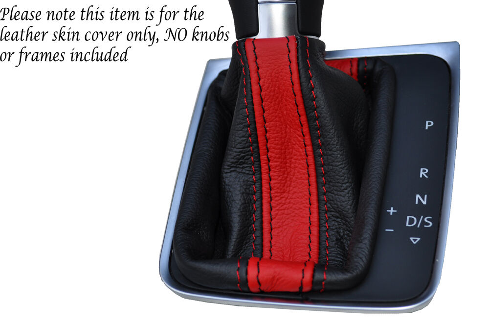 BLACK & RED DSG AUTO AUTOMATIC LEATHER GAITER FITS VW GOLF MK7 VII JETTA 2013+