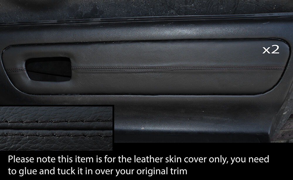 BLACK STITCH 2X DOOR CARD TRIM LEATHER SKIN COVERS FITS TOYOTA MR2 MK3 2000-2007