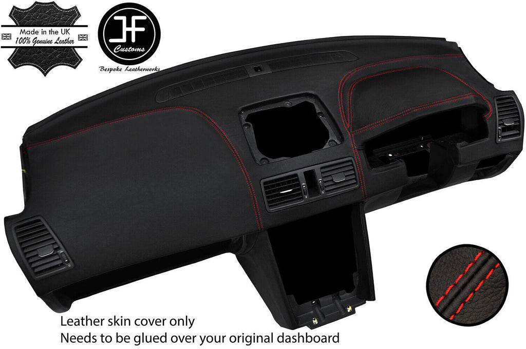 RED STITCHING DASH DASHBOARD REAL LEATHER COVER FOR VOLVO XC90 2002-2014