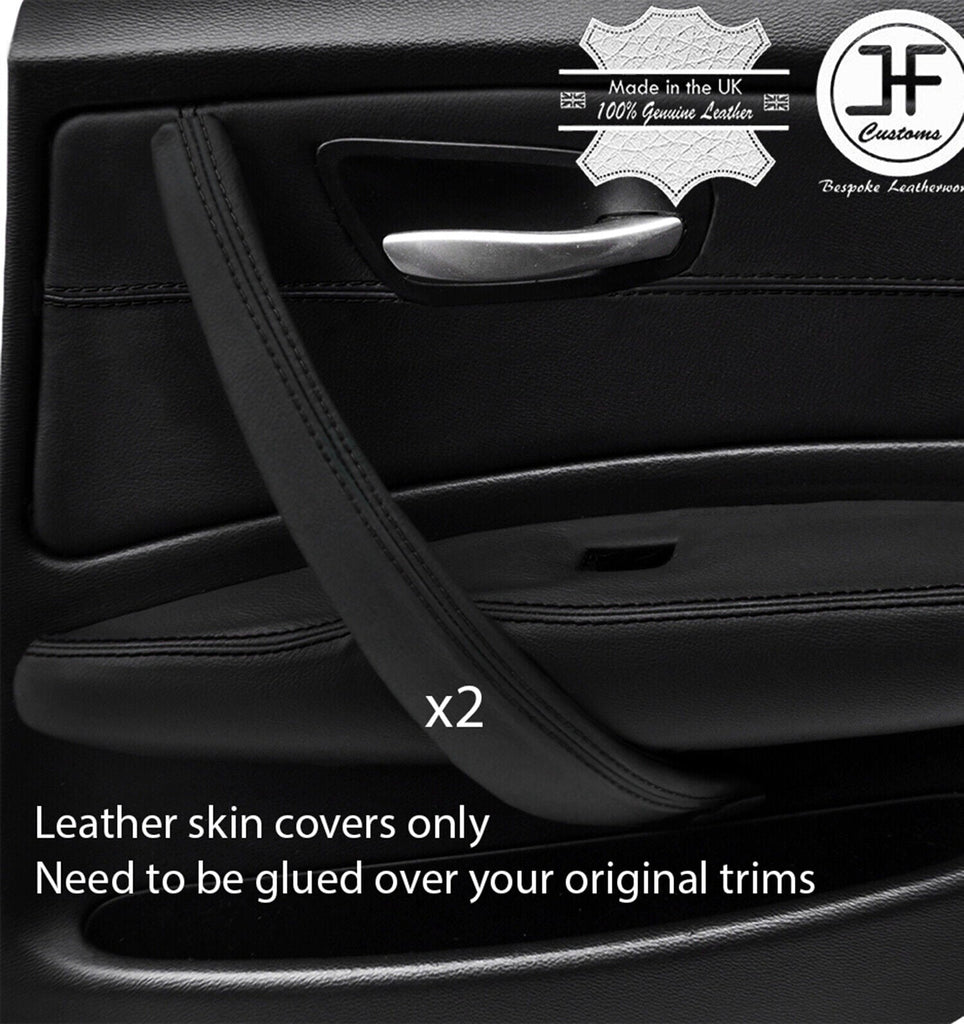 BLACK STITCH 2X REAR DOOR HANDLE TRIM LEATHER COVER FOR BMW 1 E87 04-12 STYLE 2