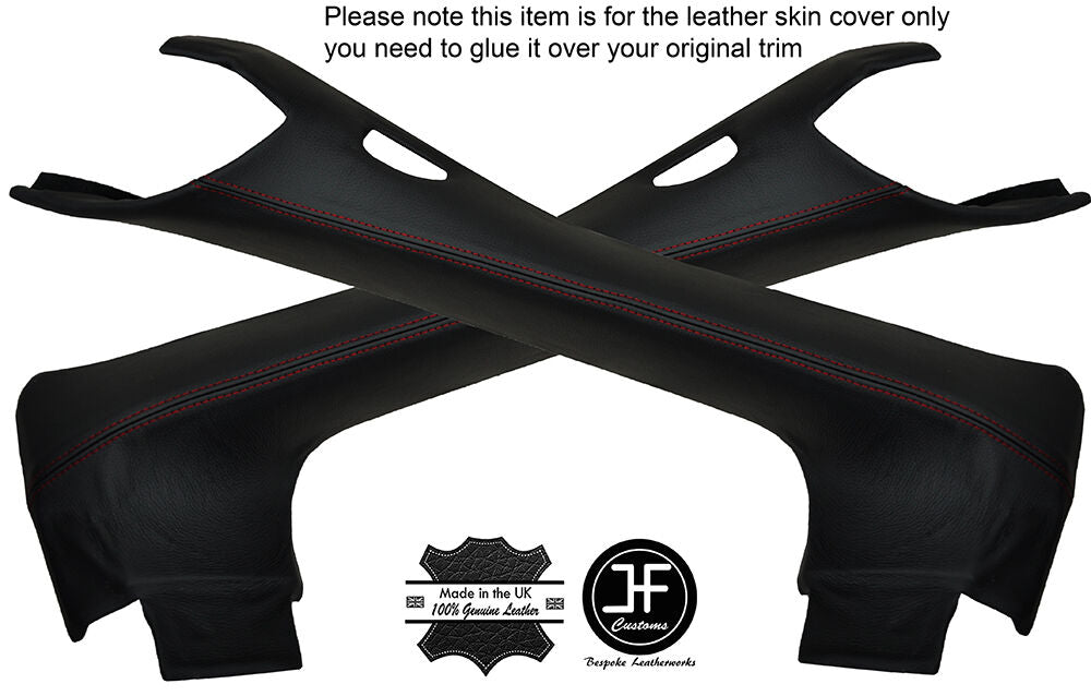 RED STITCH 2X A POST PILLAR LEATHER COVERS FITS CORVETTE C7 2014-2017 COUPE