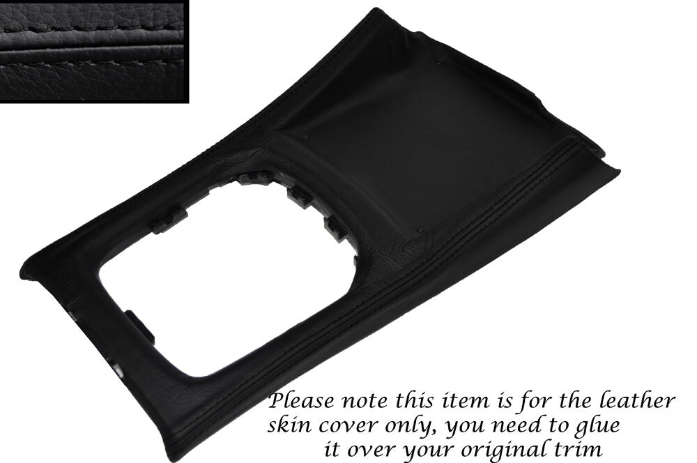 BLACK STITCH GEAR SURROUND LEATHER SKIN COVER FITS SUBARU IMPREZA 2008-2011