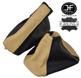 BEIGE BLACK FITS BMW 3 SERIES E36 E46 GEAR HANDBRAKE GAITER LEATHER 2 TONE