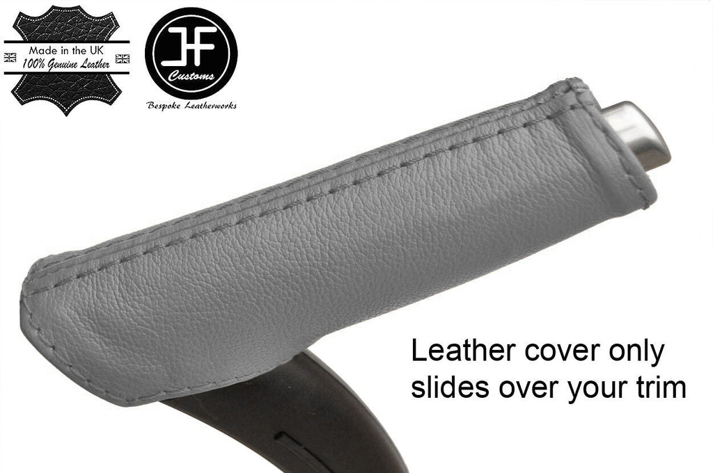 GREY REAL LEATHER HANDBRAKE HANDLE COVER FITS AUDI A3 8P 04-12 CUSTOM NEW