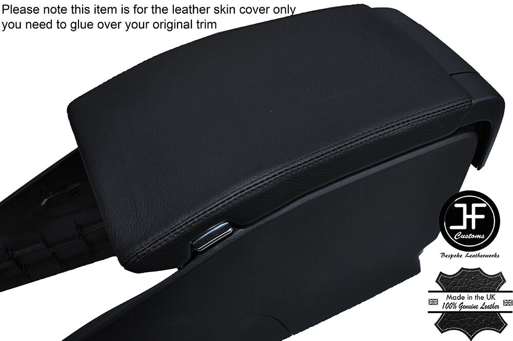 BLACK STITCHING ARMREST LID LEATHER COVER FITS VOLVO V70 2007-2011 CUSTOM NEW
