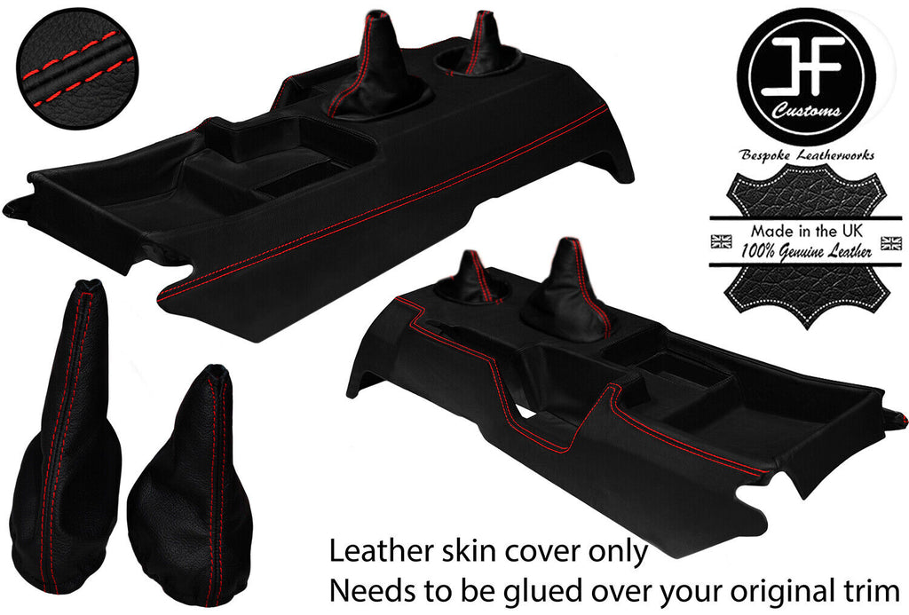 RED STITCH CENTRE CONSOLE + GAITERS LEATHER COVERS FOR MERCEDES G WAGON W460