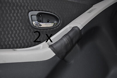black stitch FITS TOYOTA YARIS 06-10 2X DOOR HANDLE LEATHER COVERS CUSTOM NEW