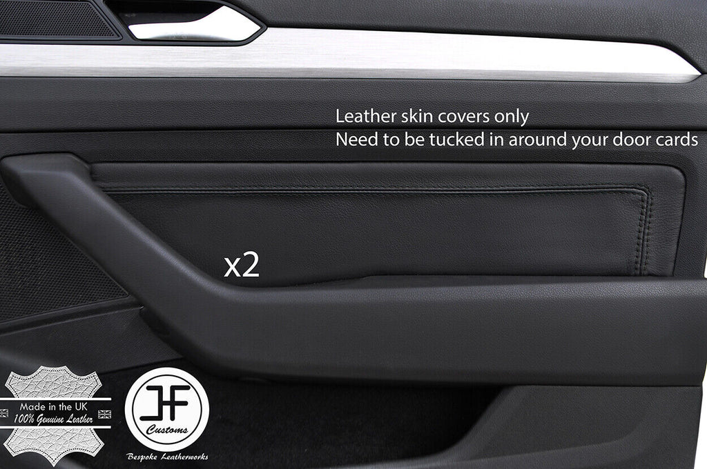BLACK STITCH 2 FRONT DOOR CARD TRIM LEATHER COVER FOR VW PASSAT B8 15-18 SALOON