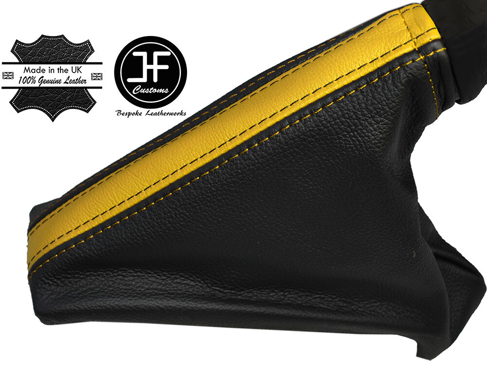 BLACK & YELLOW LEATHER HANDBRAKE GAITER FITS VAUXHALL OPEL CORSA E 2014-2017