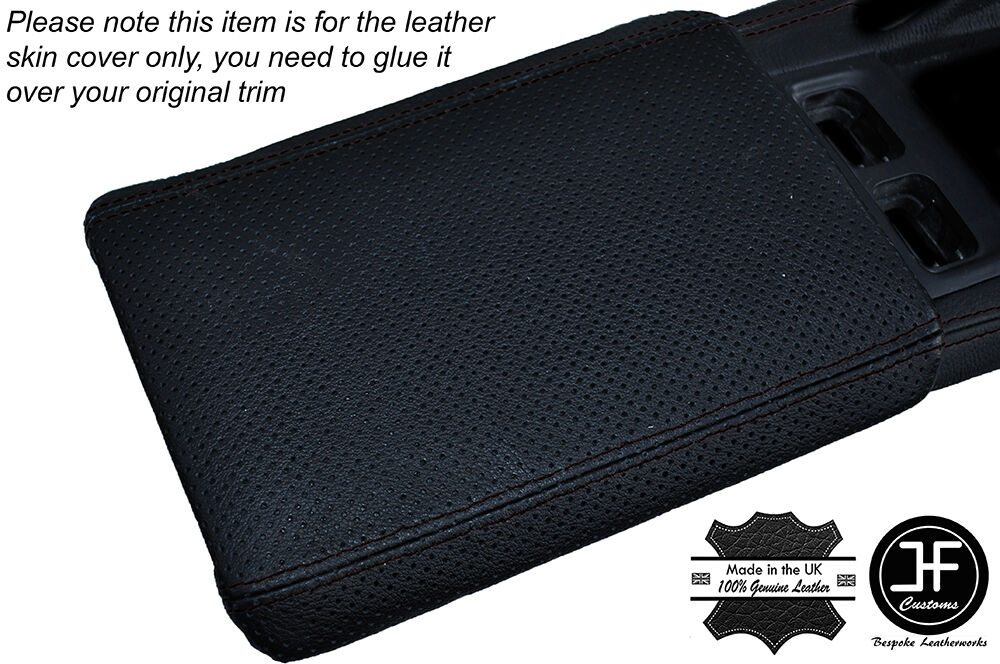 BLACK STITCH ARMREST LID PERFORATED LEATHER SKIN COVER FITS HONDA S2000 99-03