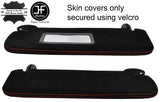 RED  STITCH 2X SUN VISORS REAL SUEDE COVERS FITS HYUNDAI COUPE 1999-2001