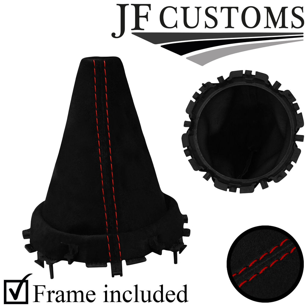 D RED STITCH SUEDE GEAR GAITER+PLASTIC FRAME FOR BMW MINI R50 R53 01-06