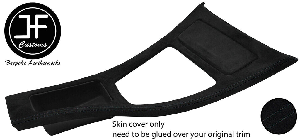 BLACK STITCH CENTRE CONSOLE TRIM SUEDE COVER FOR BMW E90 E91 E92 E93 STYLE 2