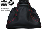 RED STITCHING MANUAL LEATHER GEAR GAITER FITS SEAT IBIZA MK5 MKV 2009-2015