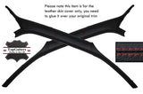 RED STITCH 2X A PILLARS LEATHER SKIN COVERS FITS FORD FOCUS MK1 98-04 5 DOOR
