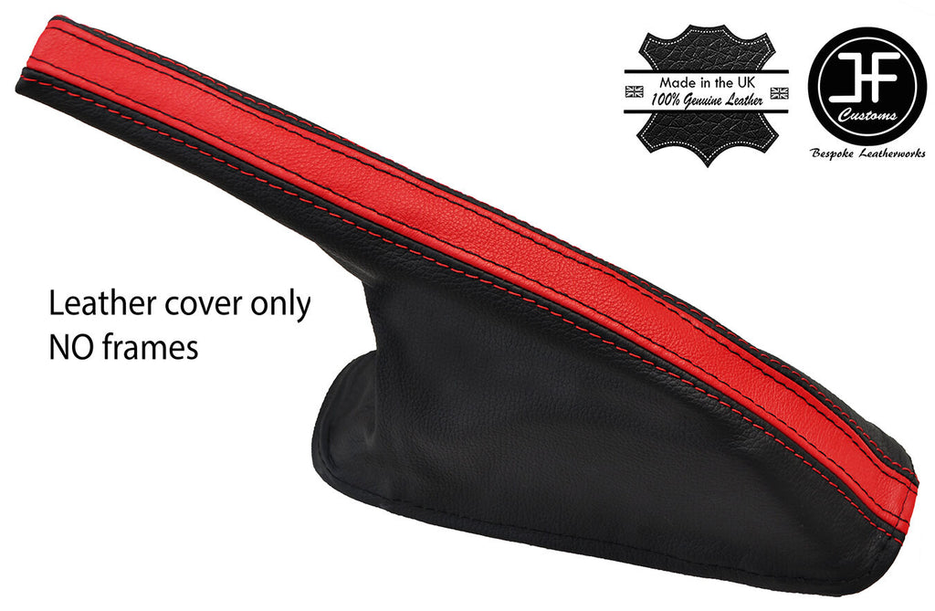 BLACK & RED TOP GRAIN LEATHER HANDBRAKE GAITER FITS VW GOLF MK2 1982-1991
