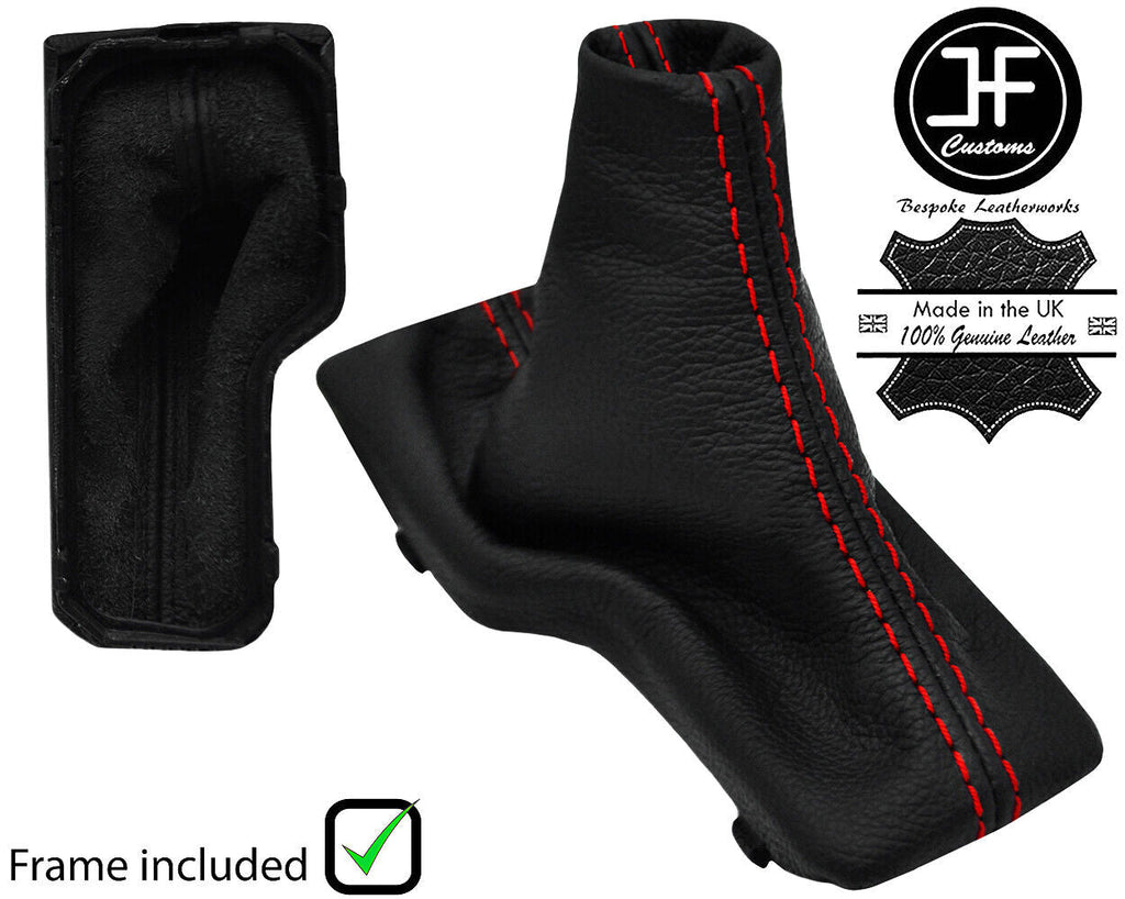 RED STITCH LEATHER AUTO GEAR GAITER + PLASTIC FRAME FITS KIA OPTIMA 2016-2019