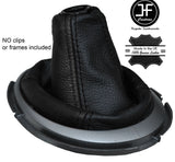 BLACK & BLACK LEATHER MANUAL GEAR GAITER FITS HONDA JAZZ 2009-2014 CUSTOM NEW