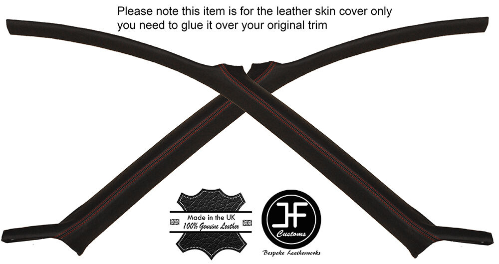 RED STITCH 2X A PILLAR TRIM LEATHER COVERS FITS MITSUBISHI GTO 3000GT 92-99