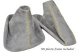 YELLOW  STITCH LIGHT GREY SUEDE GAITER SET FITS BMW 3 SERIES E30 1982-1994