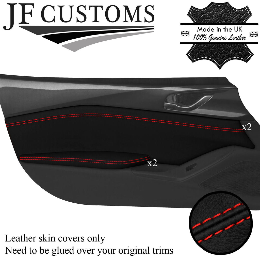 RED STITCH LEATHER 2X DOOR CARD + ARMREST COVERS FITS MAZDA MX5 MK4 ND 15-20