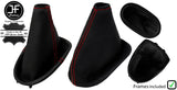 RED STITCH LEATHER MANUAL GAITER SET +FRAME FOR FORD FIESTA MK4 MK5 1995-2002