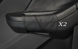 BLACK STITCH 2X REAR DOOR HANDLE LEATHER COVERS FITS FORD FOCUS MK3 2011-2014