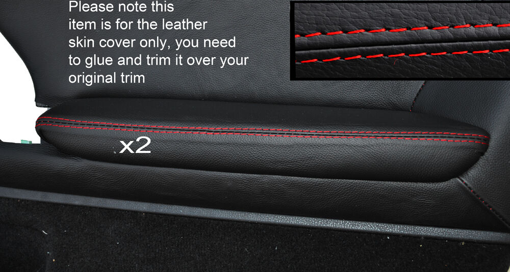RED STITCH 2X FRONT DOOR ARMREST SKIN COVERS FITS NISSAN GT-R R35 09-15