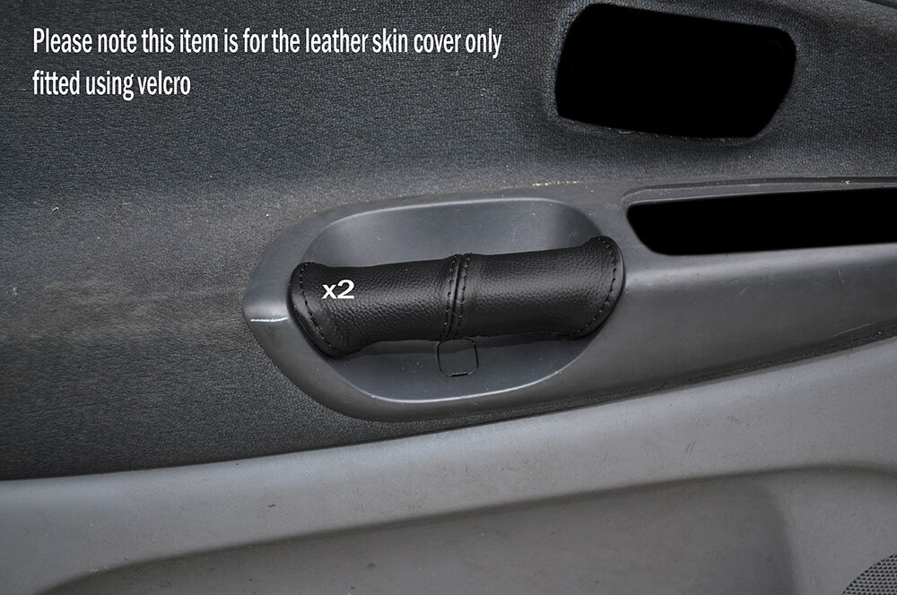 BLACK STITCH 2X FRONT DOOR HANDLE LEATHER COVERS FITS TOYOTA PREVIA MK2 00-05