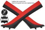 BLACK & RED 2X A POST PILLAR LEATHER COVERS FOR BMW 3 SERIES E92 COUPE 06-13